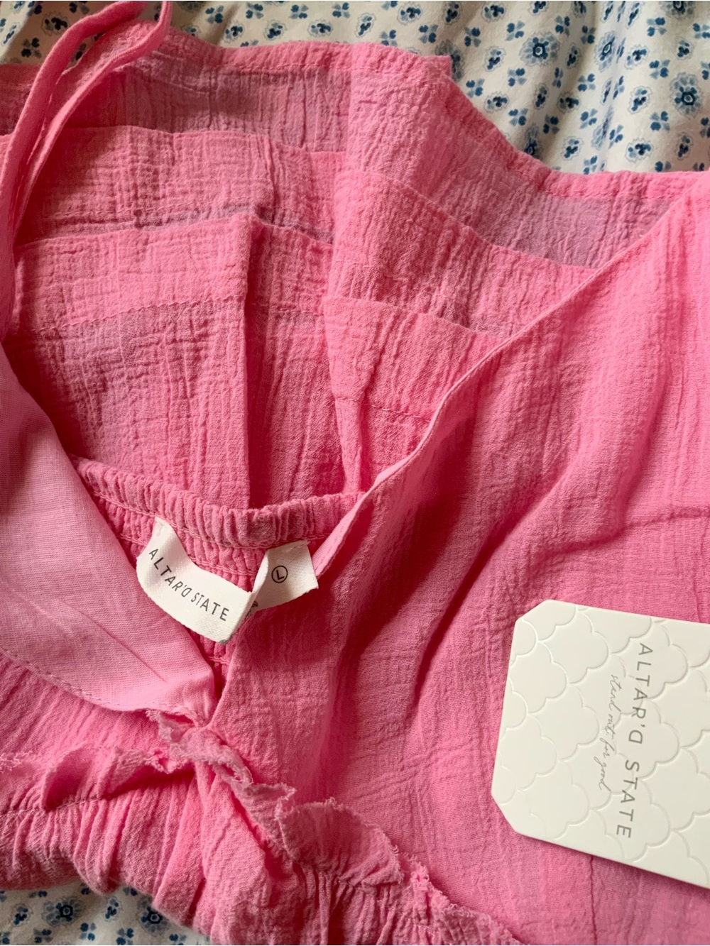 Altar’d State Pink Tiered Ruffle Spaghetti Strap Peplum NWT - Picture 5 of 7